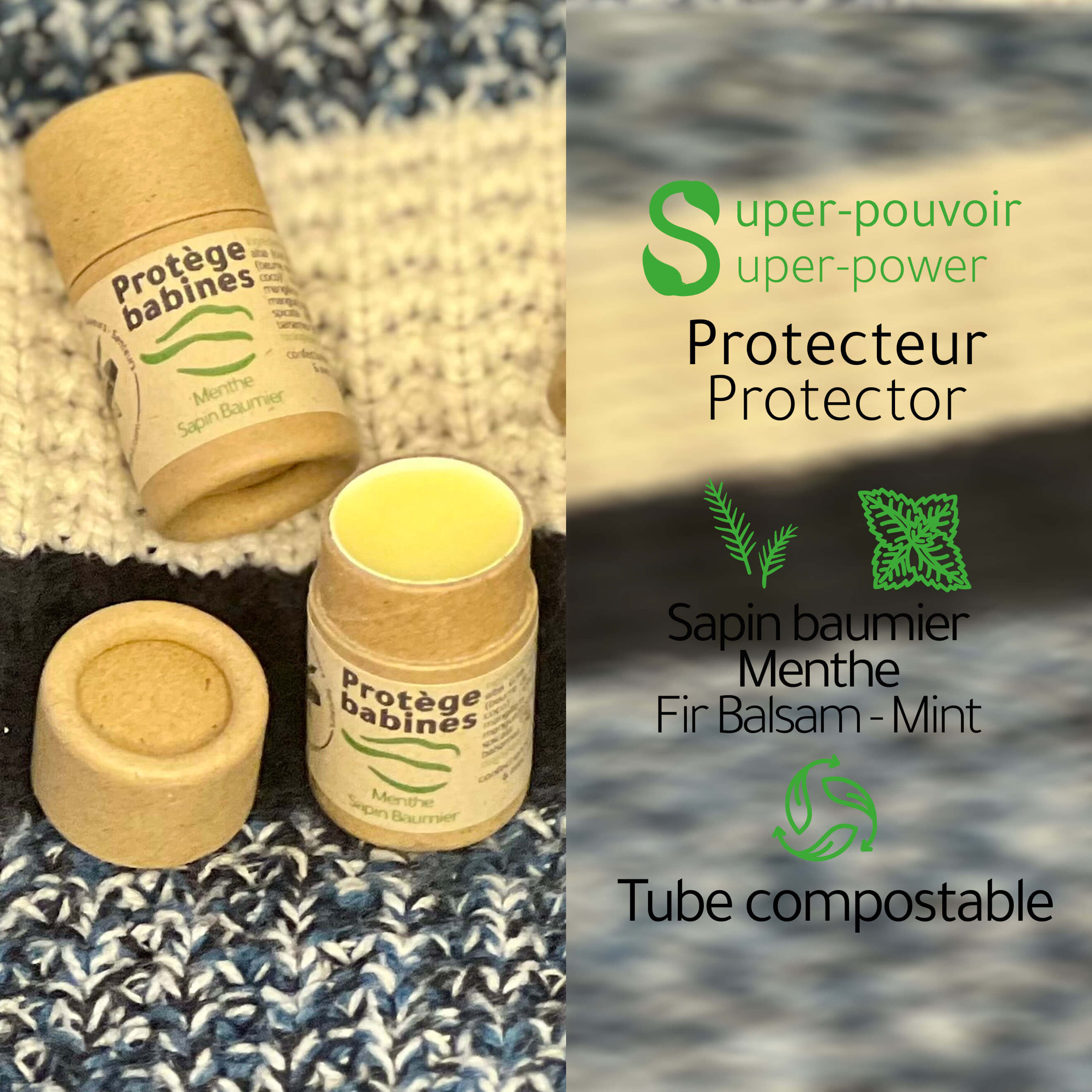 Lip protectors - Mint lip balm, balsam fir